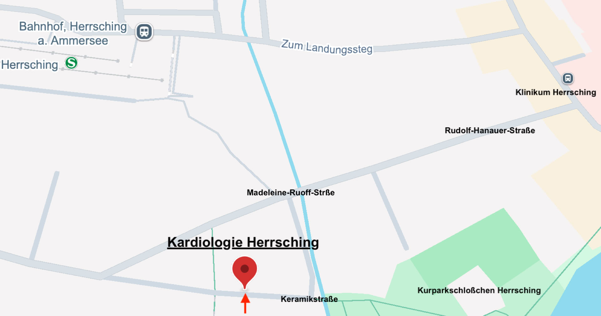 Anfahrt zur Praxis Kardiologie Herrsching, Keramikstraße 6, Herrsching